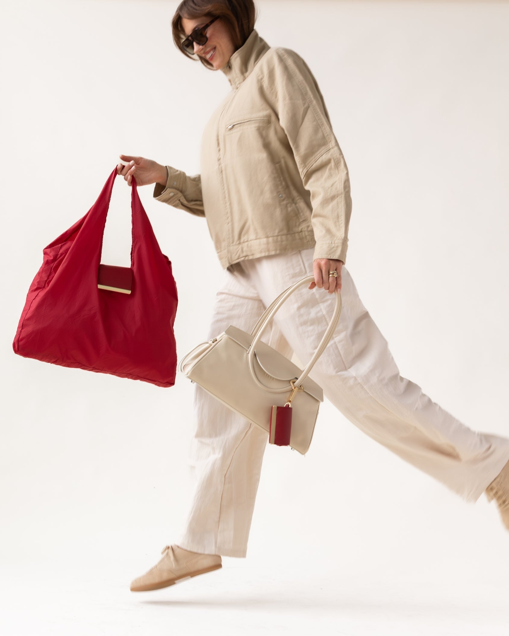 Keychain Tote - Cherry | Foldable Vegan Leather Bag