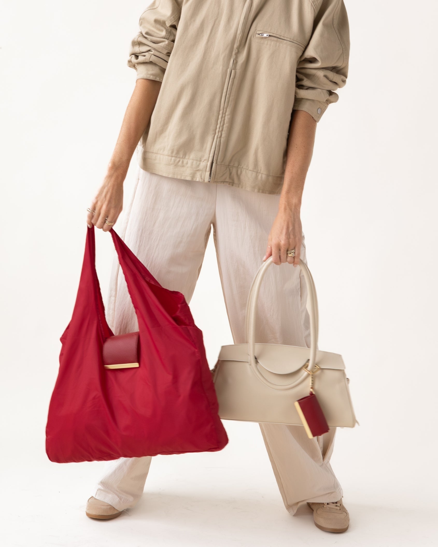 Keychain Tote - Cherry | Foldable Vegan Leather Bag