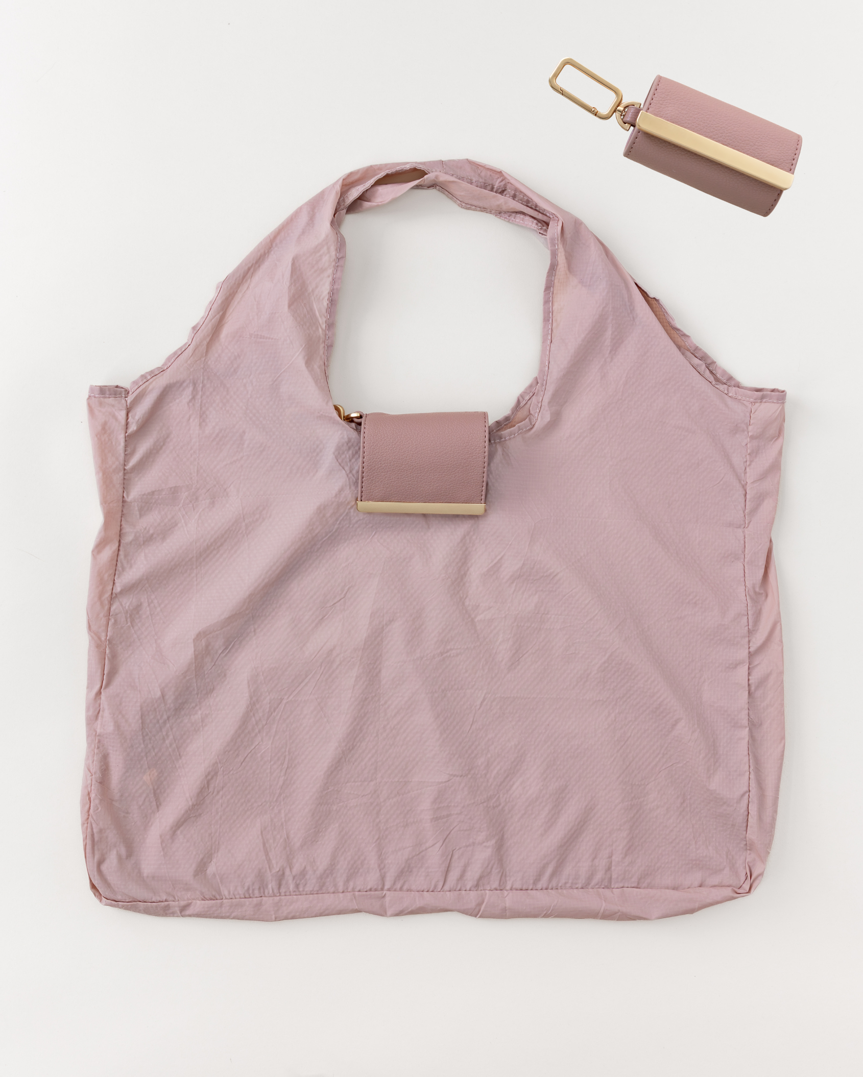 Keychain Tote - Blush | Foldable Vegan Leather Bag
