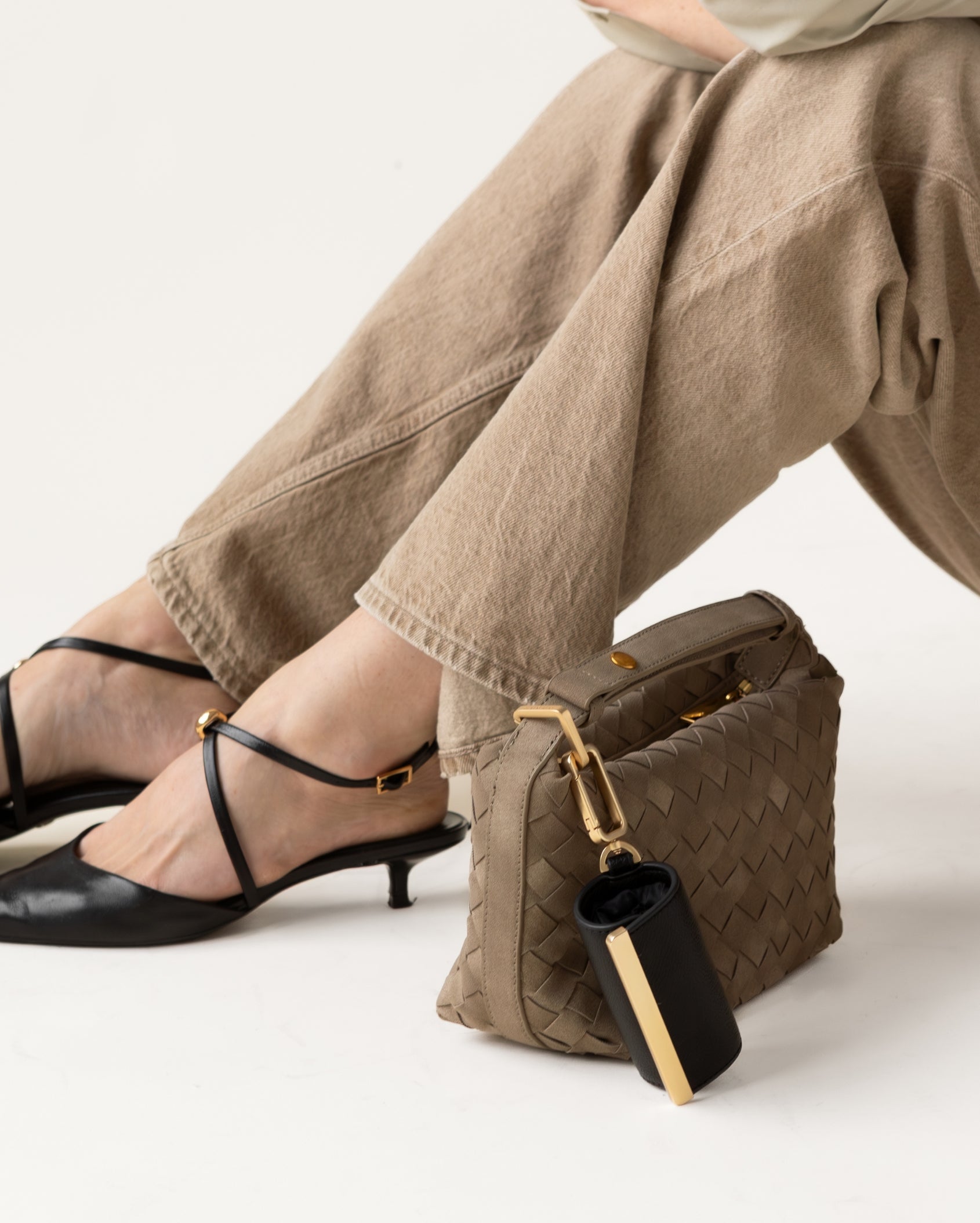 Keychain Tote - Black | Foldable Vegan Leather Bag