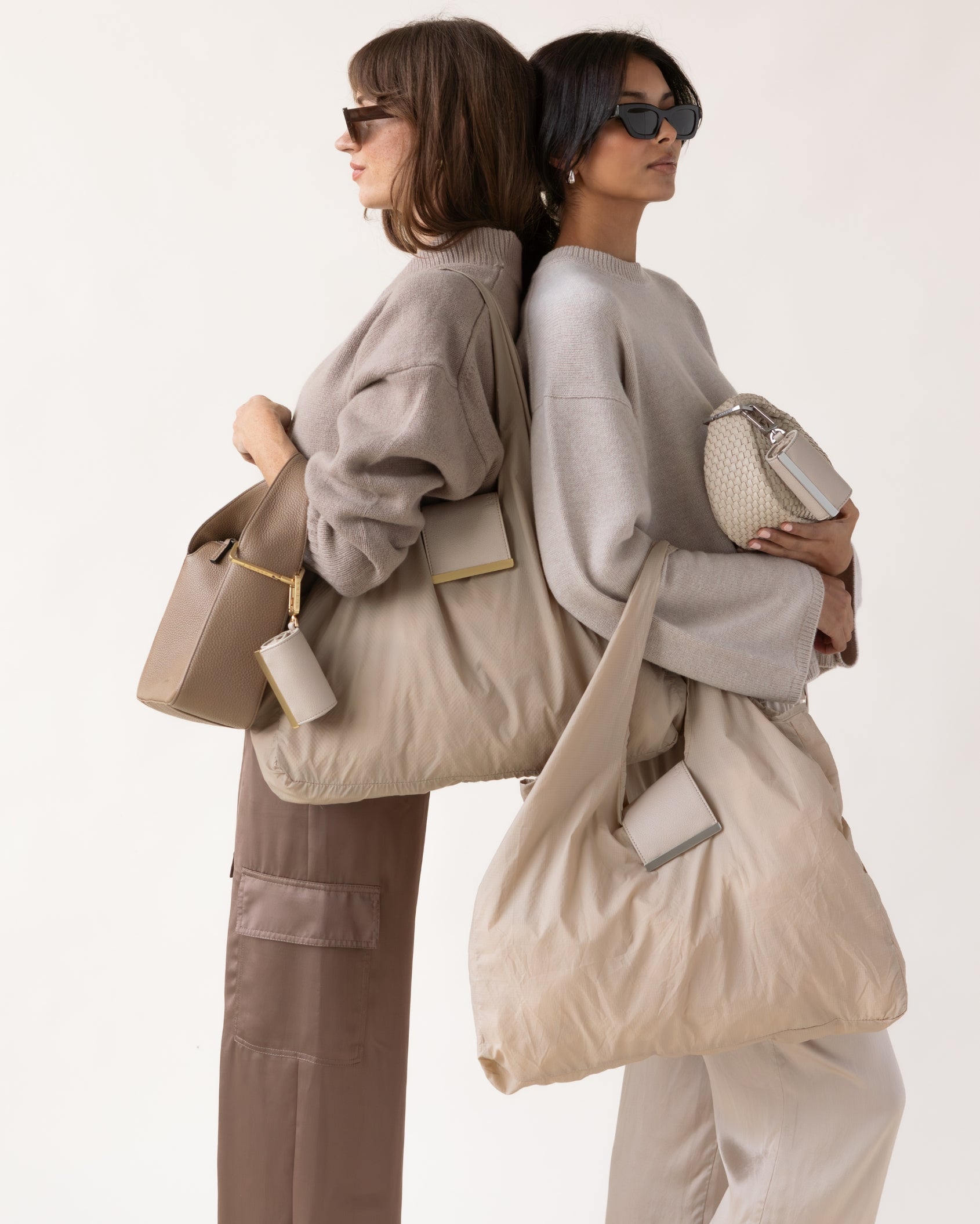 Keychain Tote - Beige | Foldable Vegan Leather Bag