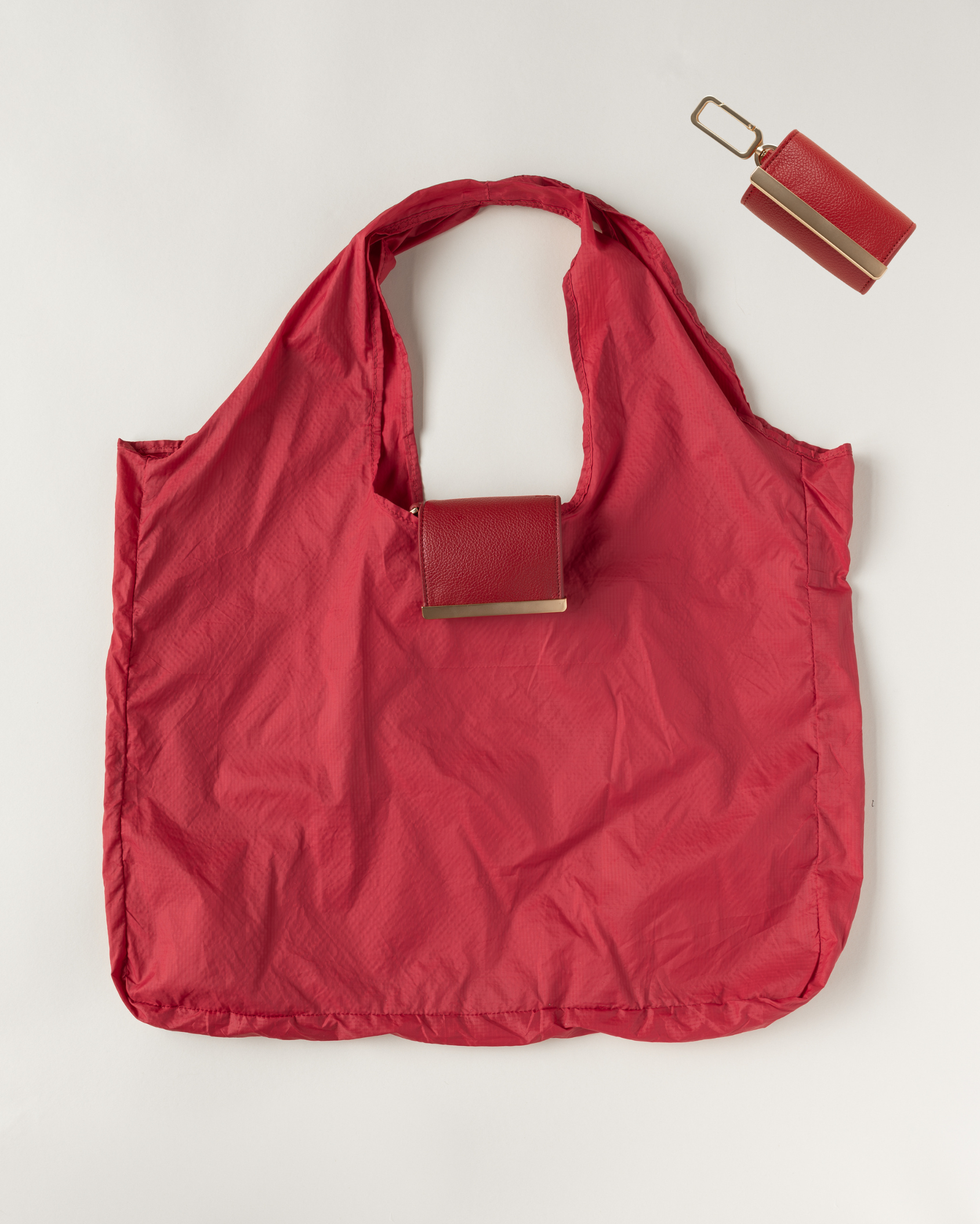 Keychain Tote - Cherry | Foldable Vegan Leather Bag